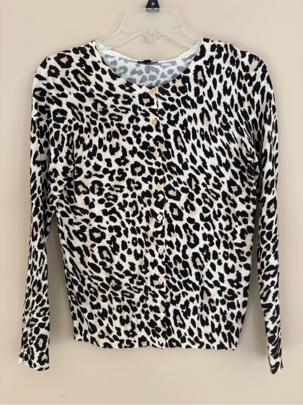 Talbots Leopard Print Button-Front Cardigan - Black & Cream